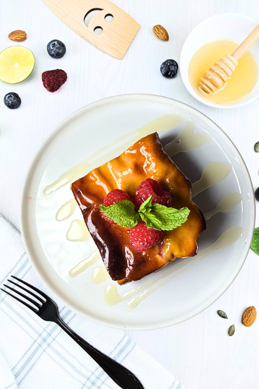 FLAN PROTÉINÉ AU FROMAGE BLANC ET FRAMBOISES