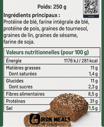PAIN DE MIE PROTÉINÉ AUX GRAINES — 31G DE PROTÉINES / FAIBLE EN SUCRES